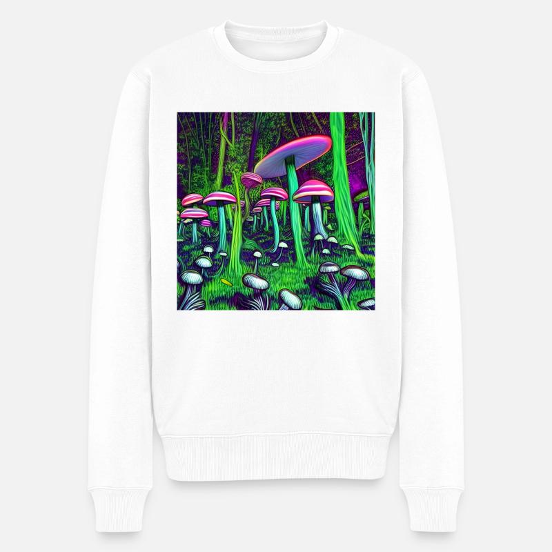 Art des champignons psychédéliques - Pull Premium bio Homme - blanc