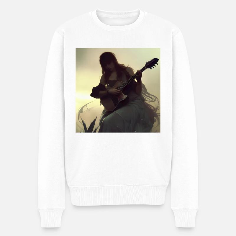 Antikes Gitarristenfoto - Männer Premium Bio Pullover - Weiß