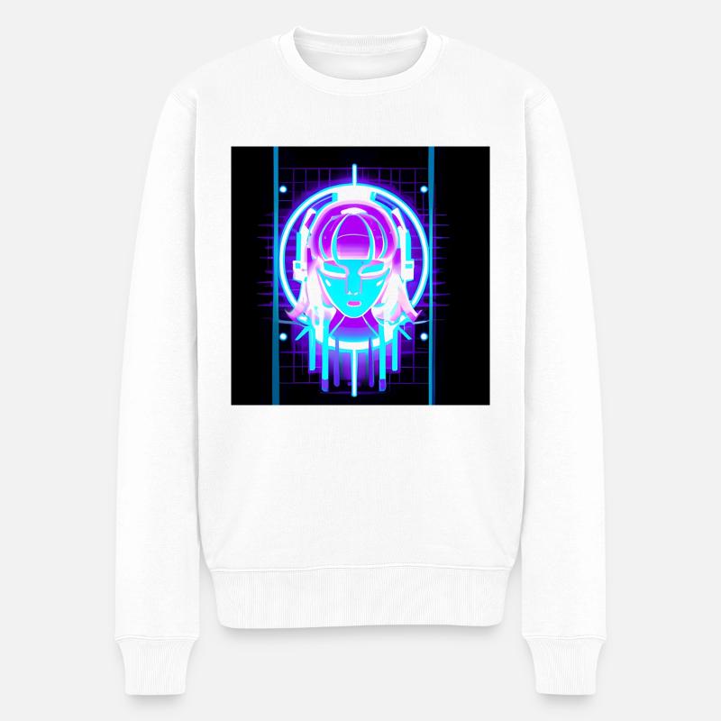 Visage au néon - Pull Premium bio Homme - blanc
