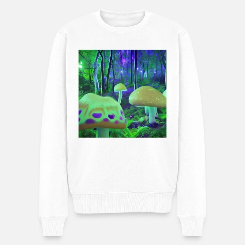 Magischer psychedelischer Wald - Männer Premium Bio Pullover - Weiß