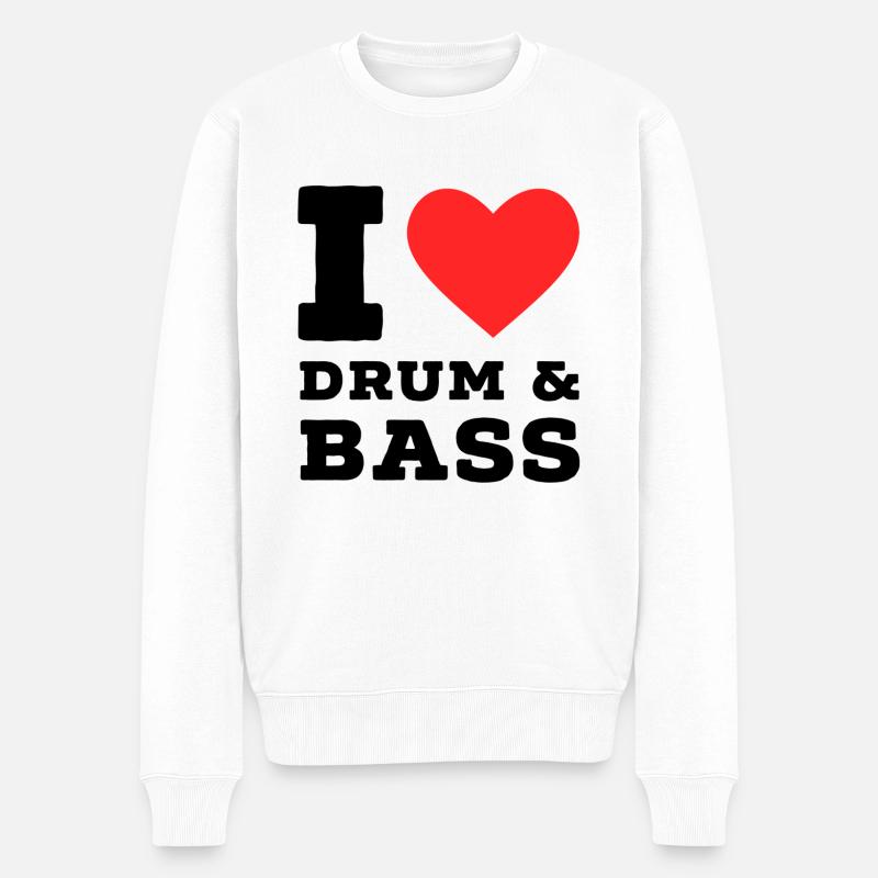 Ich liebe Drum and Bass - Männer Premium Bio Pullover - Weiß