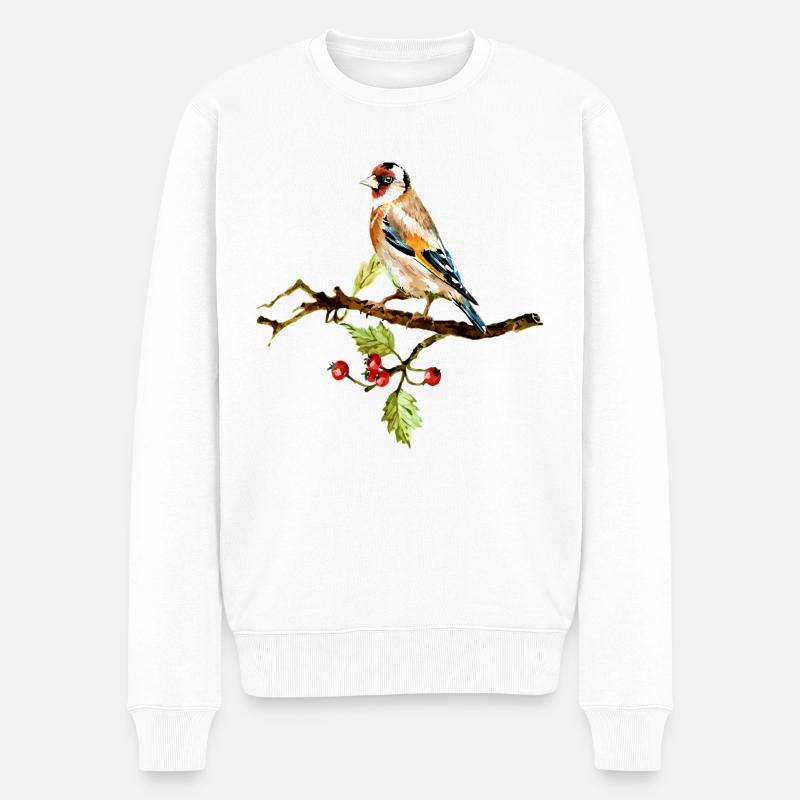 Bunter Vogel - Männer Premium Bio Pullover - Weiß