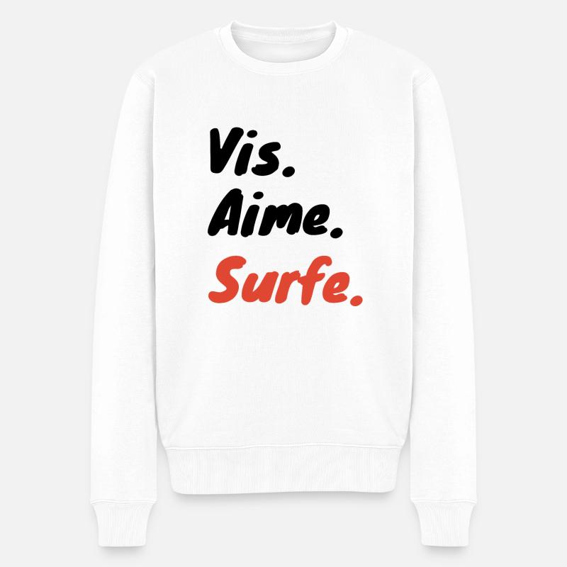 Vis, aime, surfe - Pull Premium bio Homme - blanc