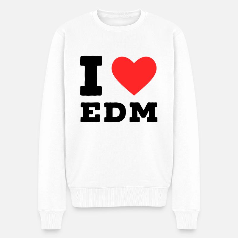 Ich liebe edm - Männer Premium Bio Pullover - Weiß