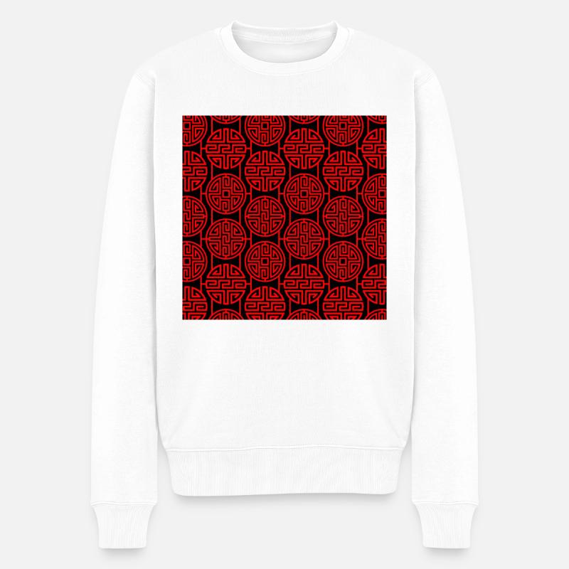 Chinesisches Muster - Männer Premium Bio Pullover - Weiß