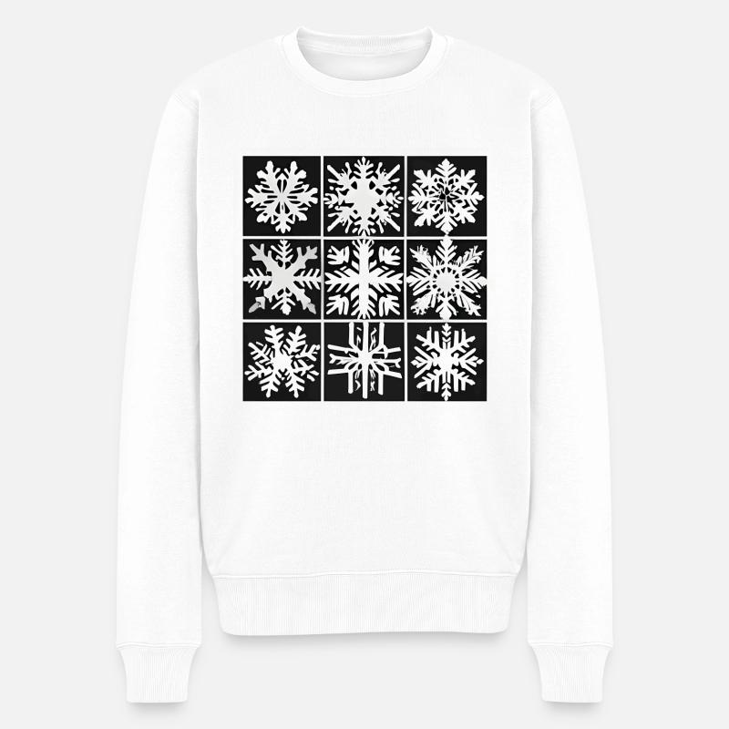 Schneeflocken schwarz-weiß Muster - Männer Premium Bio Pullover - Weiß