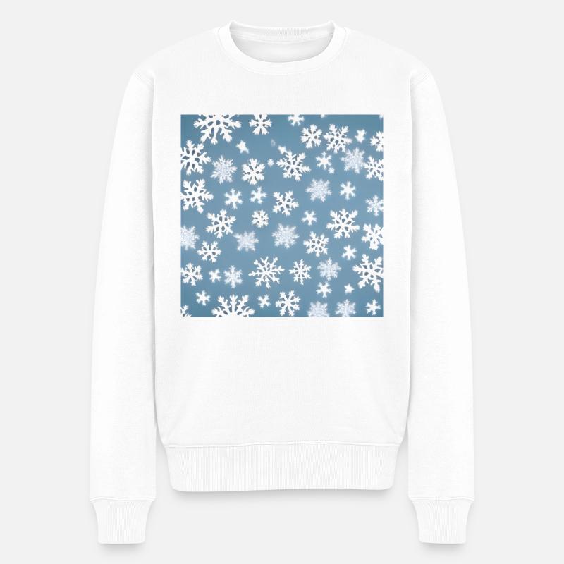 Schönes Schneeflockenmuster - Männer Premium Bio Pullover - Weiß