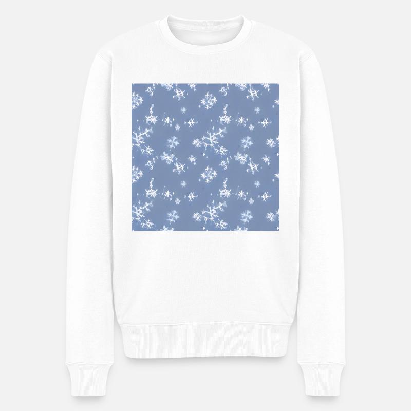 Snow pattern on a blue background - Men's Premium Organic Jumper - white