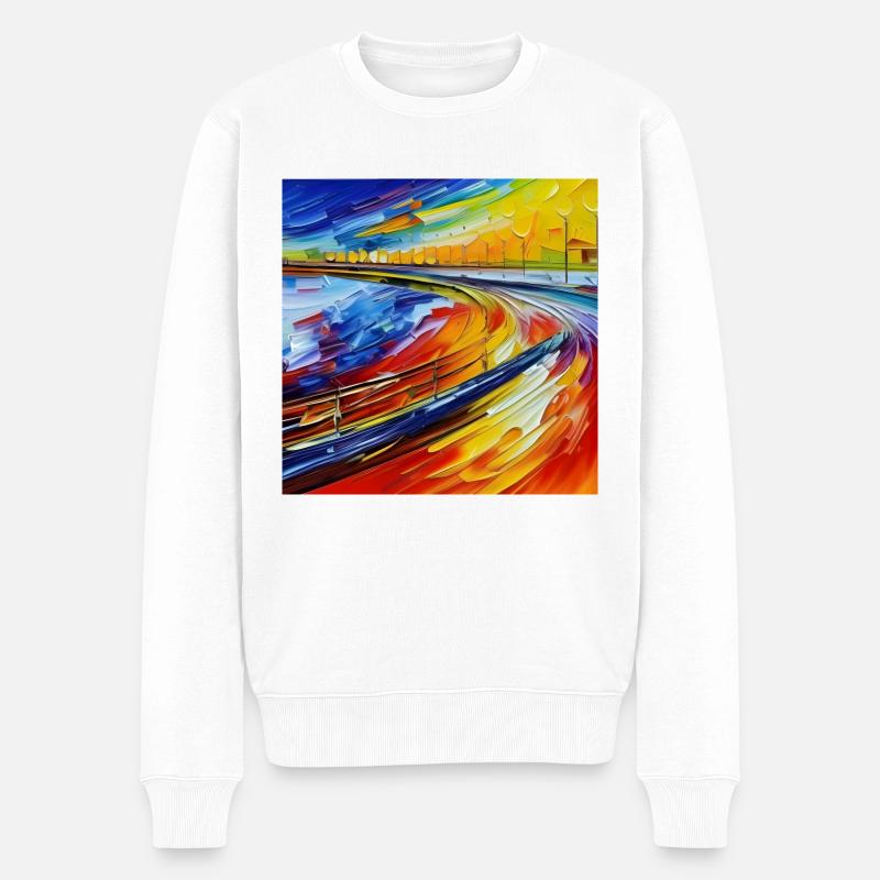 Piste de formule néo-impressionniste - Pull Premium bio Homme - blanc