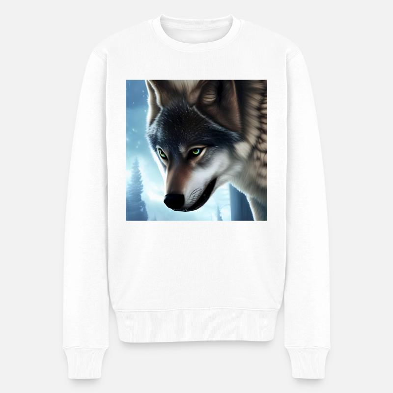 Portrait de loup - Pull Premium bio Homme - blanc