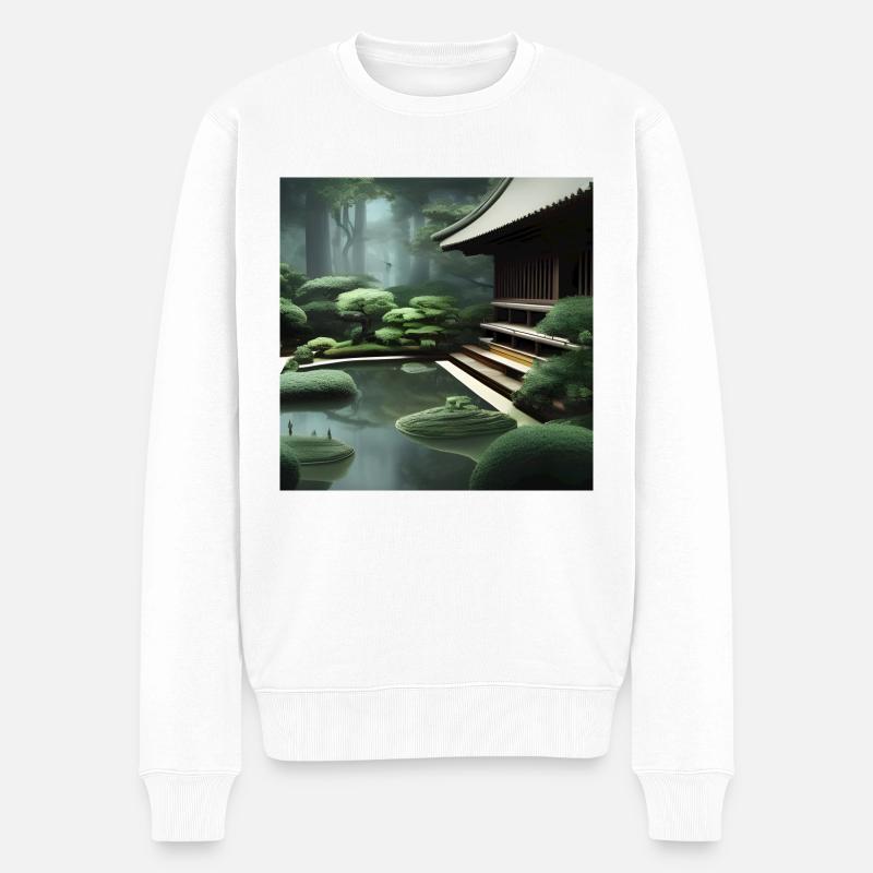 Japanischer Schrein - Männer Premium Bio Pullover - Weiß
