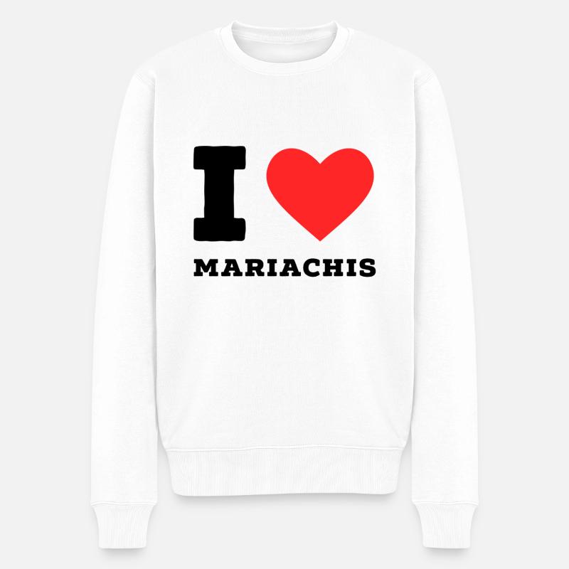 Ich liebe Mariachis - Männer Premium Bio Pullover - Weiß