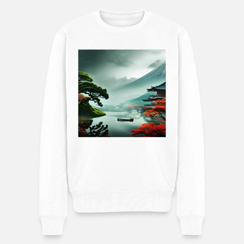 Ästhetische japanische Natur - Männer Premium Bio Pullover - Weiß