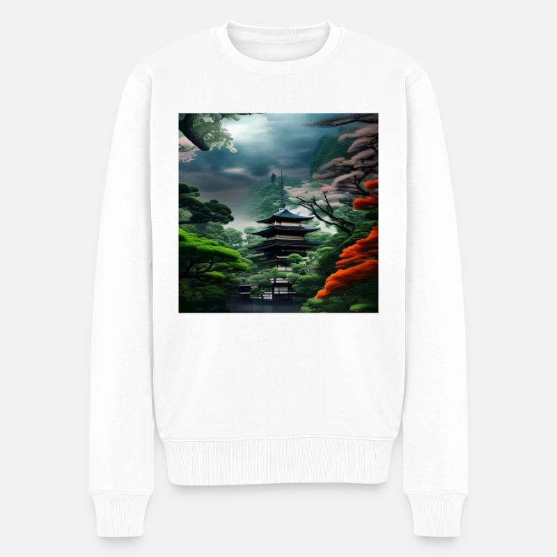 Japanische schöne Landschaft - Männer Premium Bio Pullover - Weiß