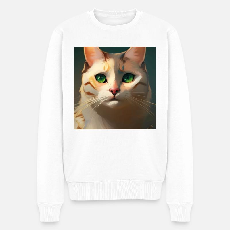 Süße Katze - Männer Premium Bio Pullover - Weiß