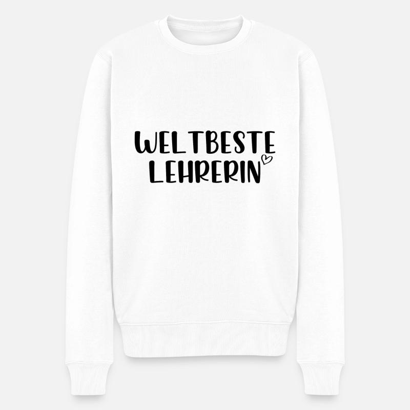Weltbeste Lehrerin - Männer Premium Bio Pullover - Weiß
