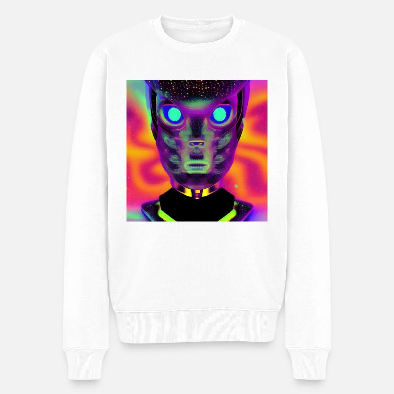 Portrait extraterrestre abstrait - Pull Premium bio Homme - blanc