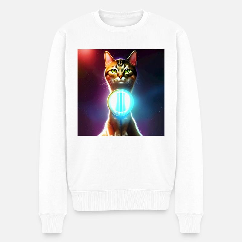 Le chat de l’univers - Pull Premium bio Homme - blanc