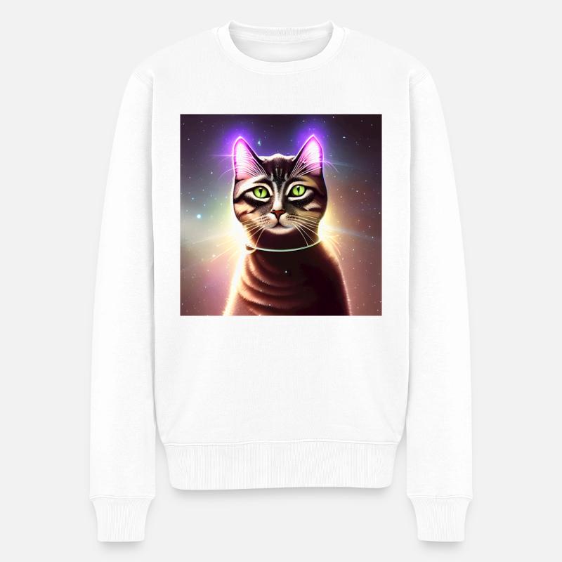 The Universe Cat - Männer Premium Bio Pullover - Weiß