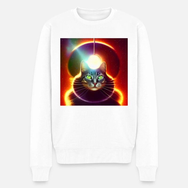 Le chat de l’univers - Pull Premium bio Homme - blanc