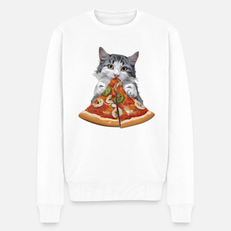 Fluffy Cat Pizza Restauration rapide - Pull Premium bio Homme - blanc