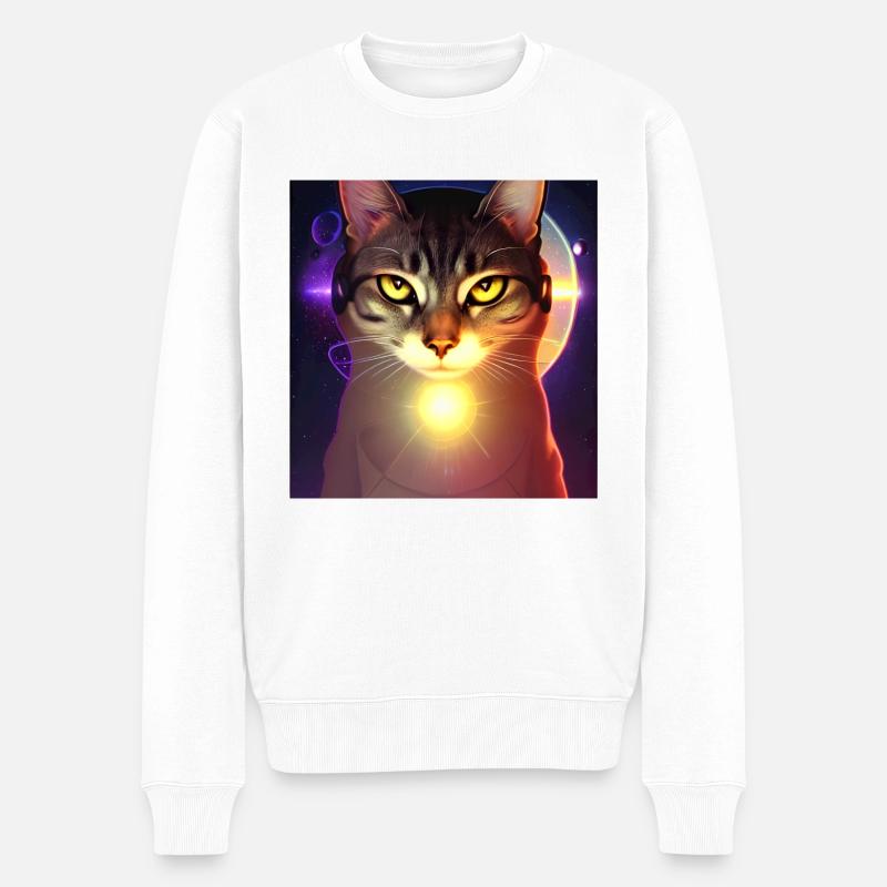 Le chat de l’univers - Pull Premium bio Homme - blanc