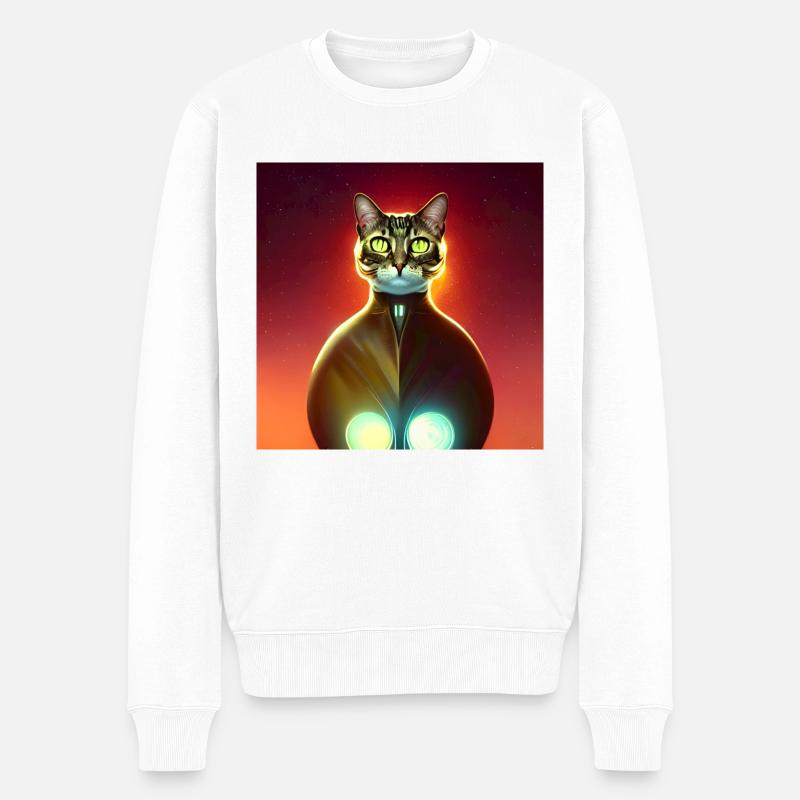 Le chat de l’univers - Pull Premium bio Homme - blanc
