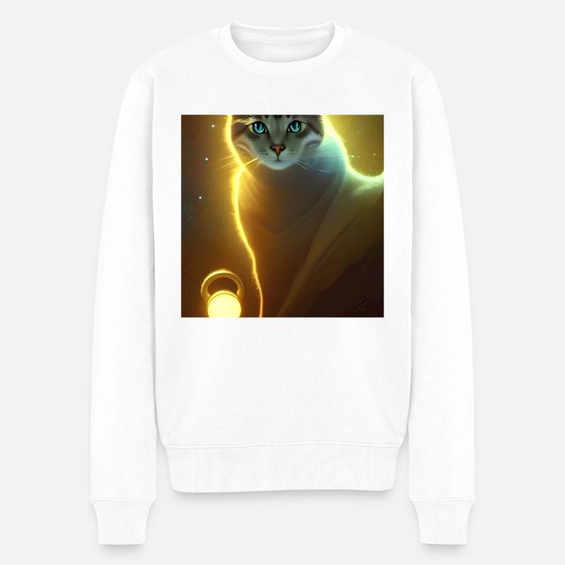Le chat de l’univers - Pull Premium bio Homme - blanc