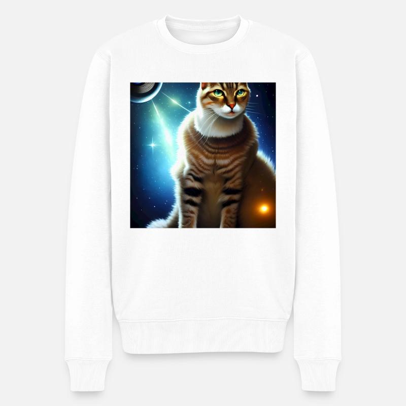 Le chat de l’univers - Pull Premium bio Homme - blanc