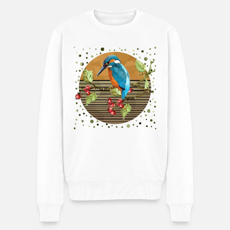Bunter Vogel - Männer Premium Bio Pullover - Weiß