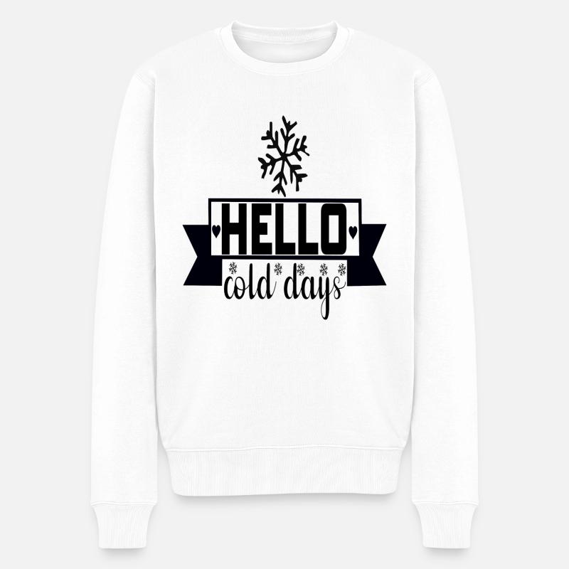 Hello cold Days - Männer Premium Bio Pullover - Weiß