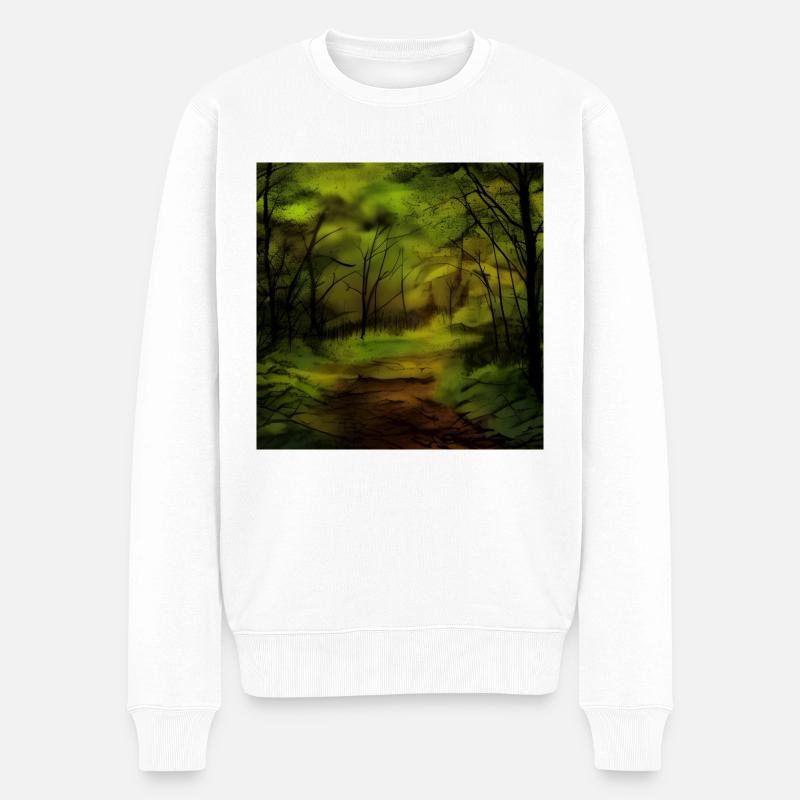 Aquarelle foncée nature forestière - Pull Premium bio Homme - blanc