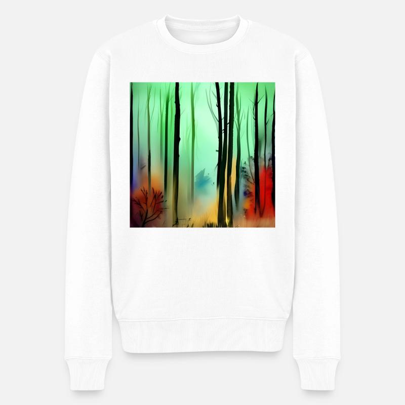 Herbst-Aquarellwald - Männer Premium Bio Pullover - Weiß