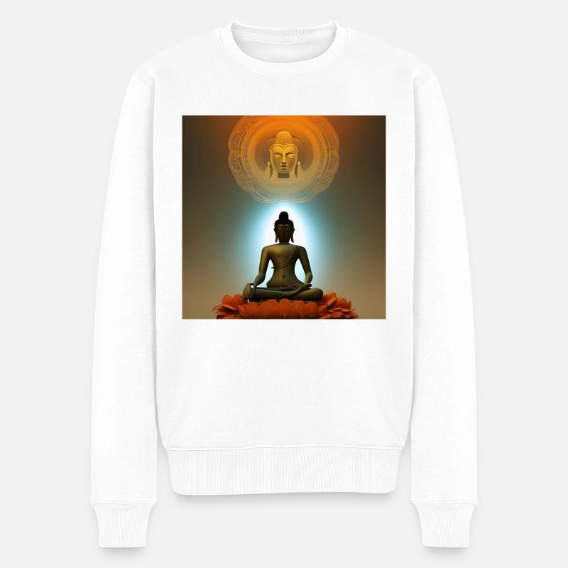 Statue de Bouddha - Pull Premium bio Homme - blanc