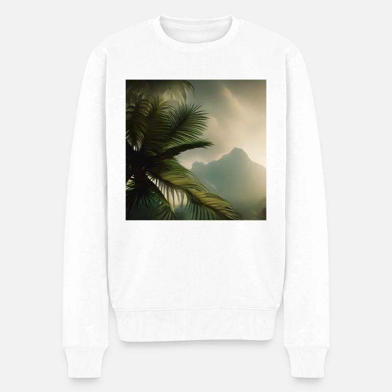 Schöne Palme - Männer Premium Bio Pullover - Weiß