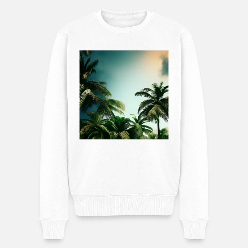 Landschaft mit Palmen - Männer Premium Bio Pullover - Weiß