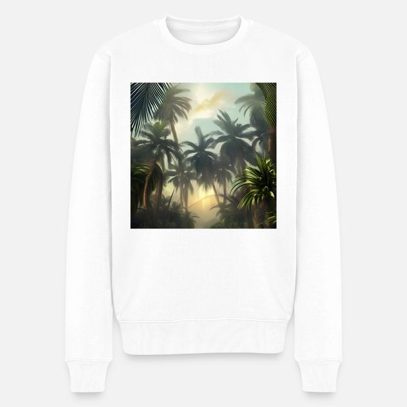 Dschungel mit Palmen - Männer Premium Bio Pullover - Weiß