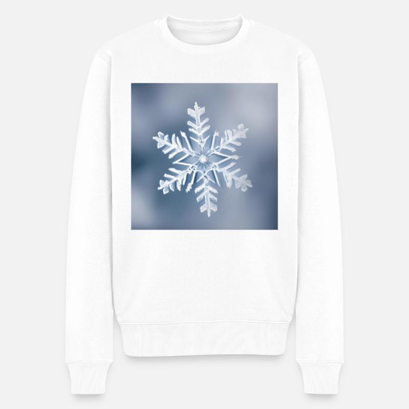 Winter-Schneeflocken-Porträt - Männer Premium Bio Pullover - Weiß