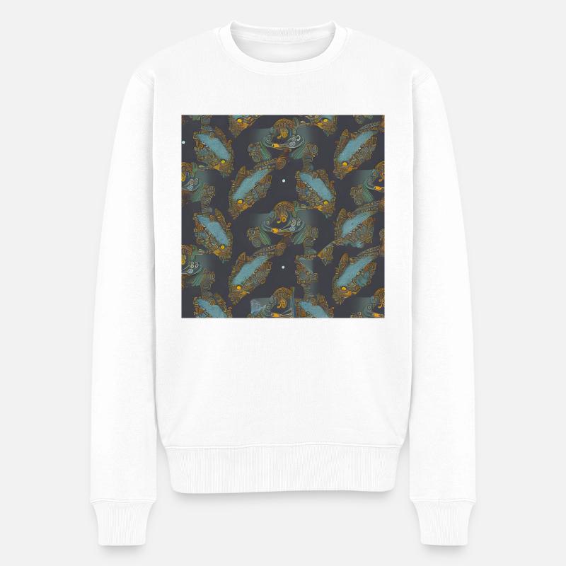 Modèle abstrait de poisson - Pull Premium bio Homme - blanc