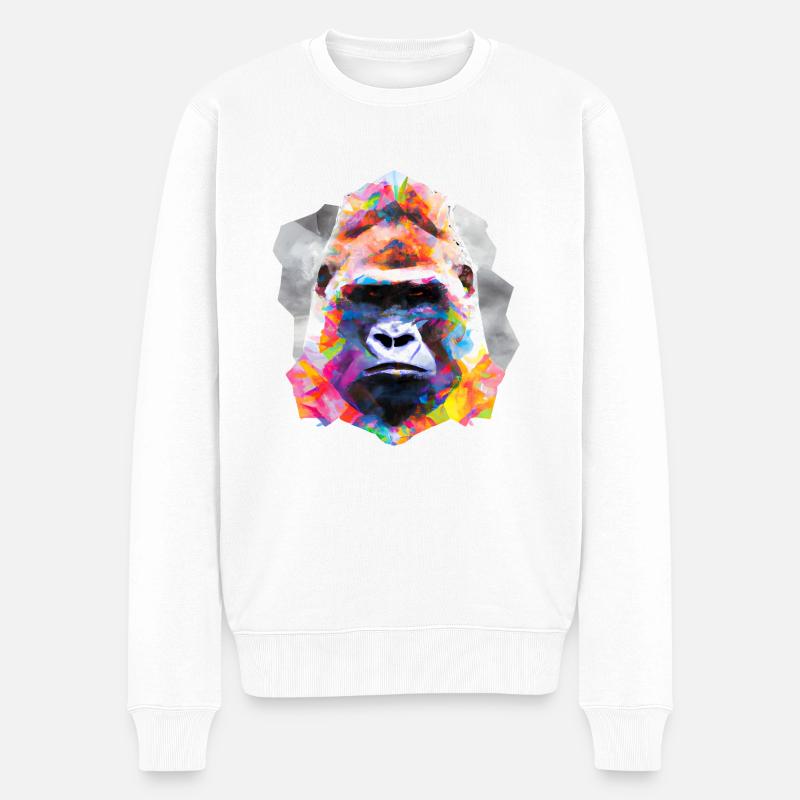 Abstrakter Pride and Power Gorilla - Männer Premium Bio Pullover - Weiß