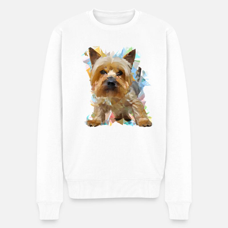 Bunter Abstrakter Geometrischer Hund - Männer Premium Bio Pullover - Weiß