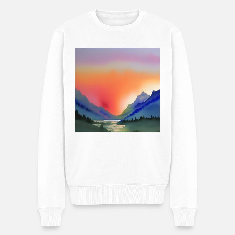 Bergaquarellsee - Männer Premium Bio Pullover - Weiß
