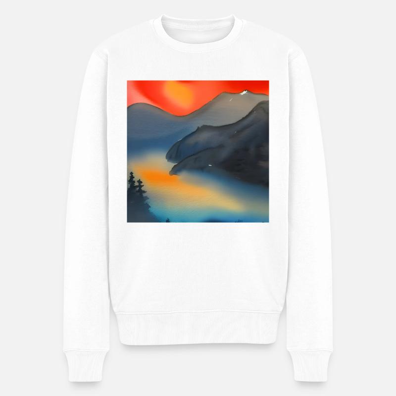 Bergnebel-Aquarell - Männer Premium Bio Pullover - Weiß
