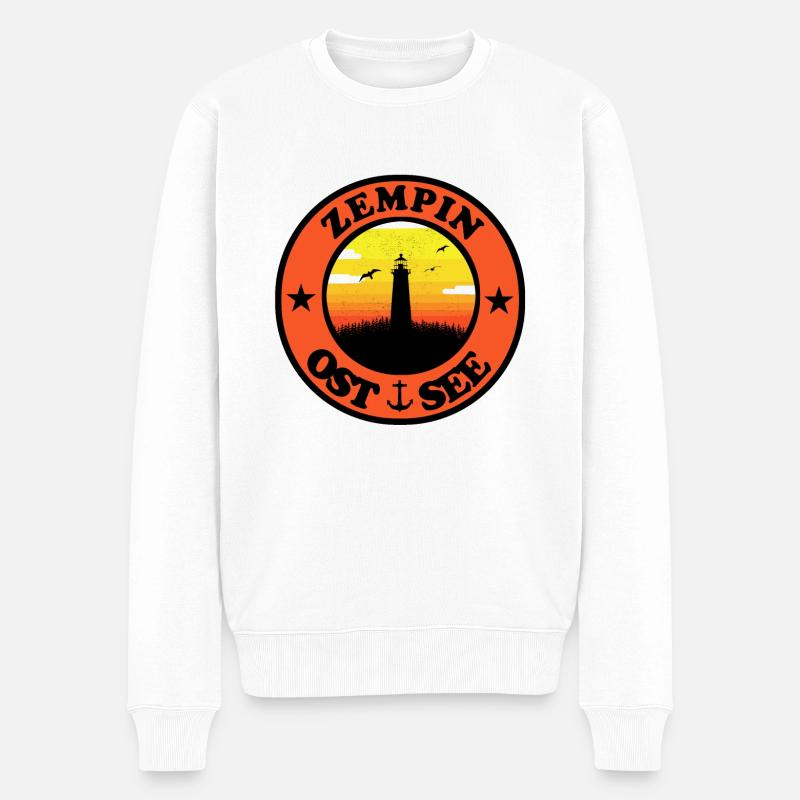 Leuchtturm Ostsee Zempin - Männer Premium Bio Pullover - Weiß