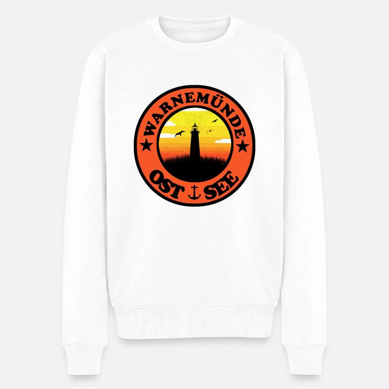Leuchtturm Ostsee Warnemünde - Männer Premium Bio Pullover - Weiß