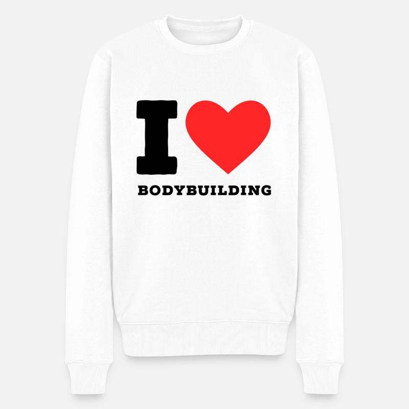 Ich liebe Bodybuilding - Männer Premium Bio Pullover - Weiß