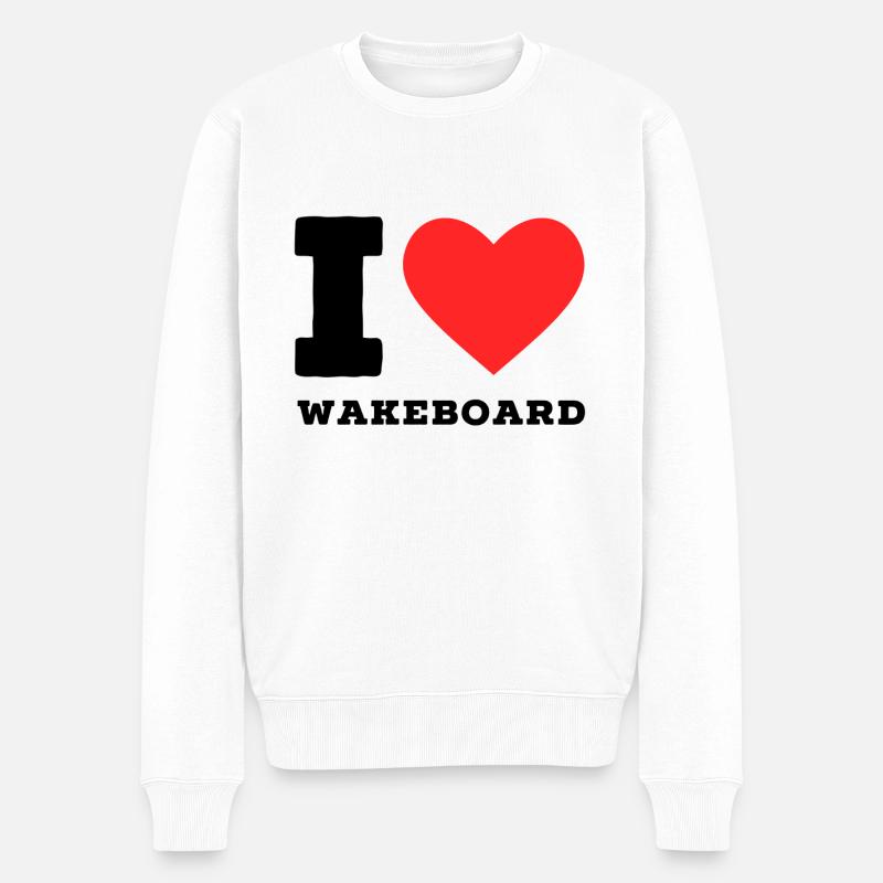 Ich liebe Wakeboard - Männer Premium Bio Pullover - Weiß