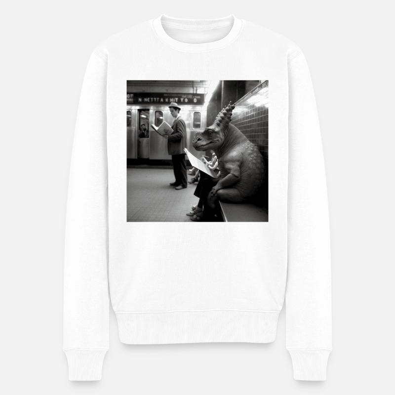 Dino dans le métro - Pull Premium bio Homme - blanc