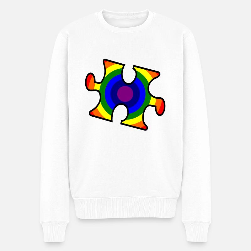 Pièce de puzzle arc-en-ciel - Pull Premium bio Homme - blanc
