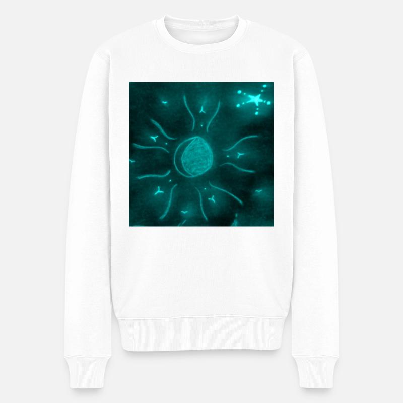 LUNE ÉTOILÉE BLEUE - Pull Premium bio Homme - blanc